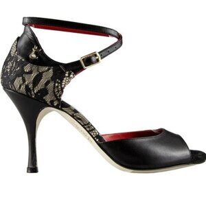 Tangolera A22 Nappa Nera Pizzo Heel
